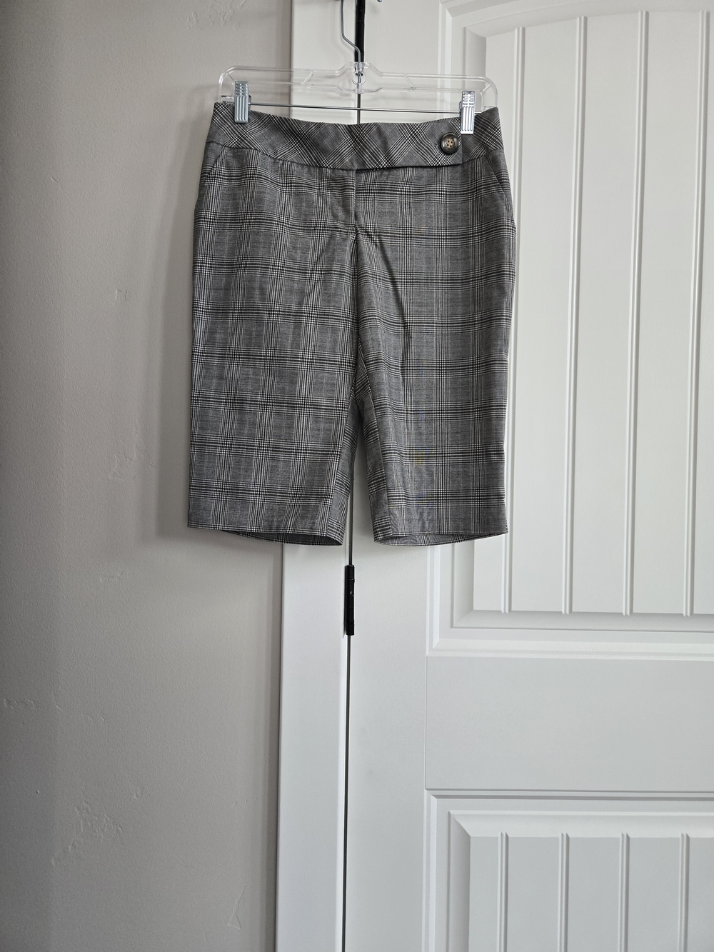 My Michelle Gray Plaid Bermuda Shorts